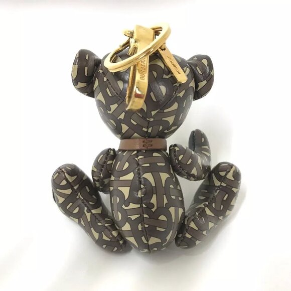 BURBERRY Total logo TB Thomas Bear Bag Charm Bear Key Holder Leather Brown